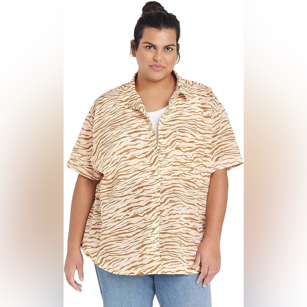 Rust striped button down shirt